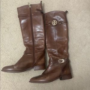 tory burch brown leather boots